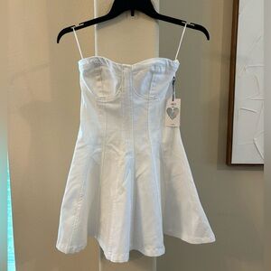 White strapless denim dress